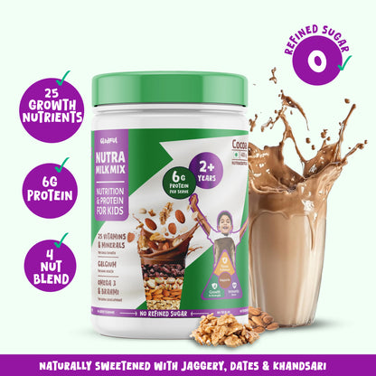 NutraMilk Mix 2+ yrs | Chocolate | High Protein | No Refined Sugar (400g)