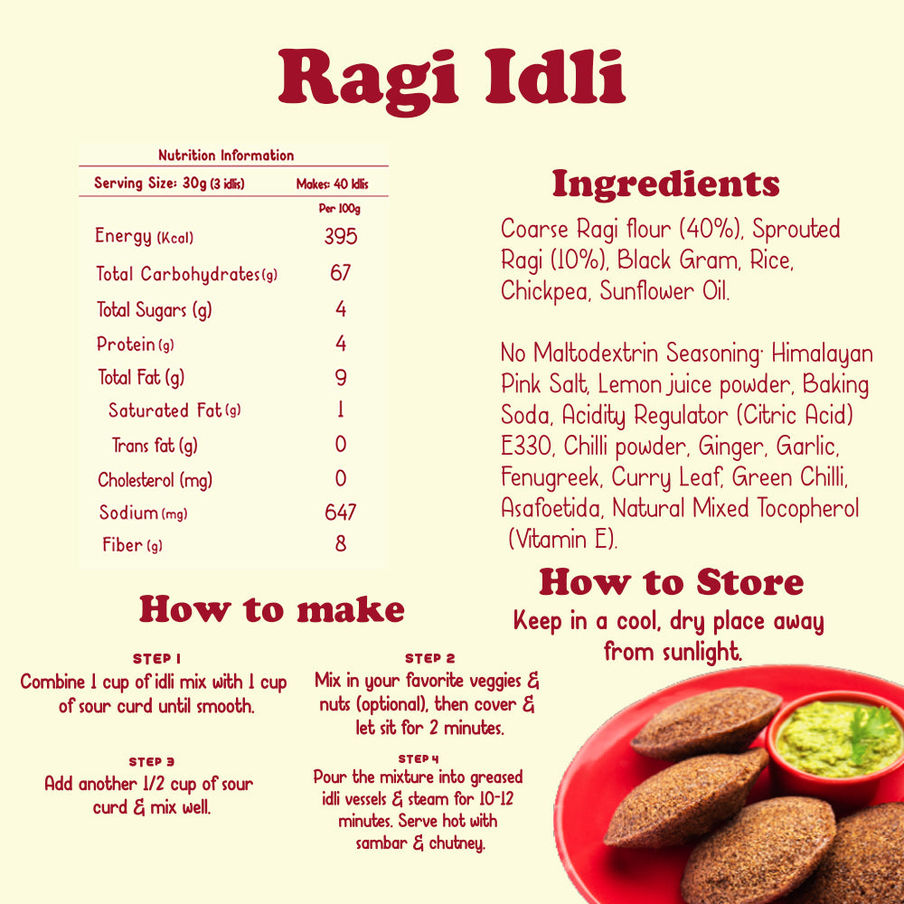 Ragi Instant Idli Mix and Multi-Millet Idli Mix - Pack of 2*400gms