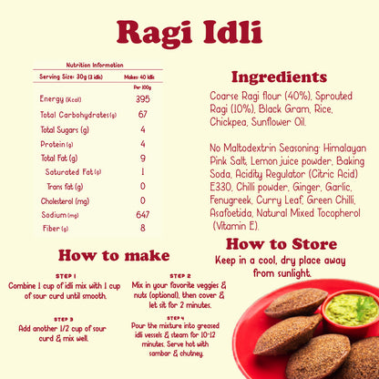 Ragi Instant Idli Mix and Multi-Millet Idli Mix - Pack of 2*400gms