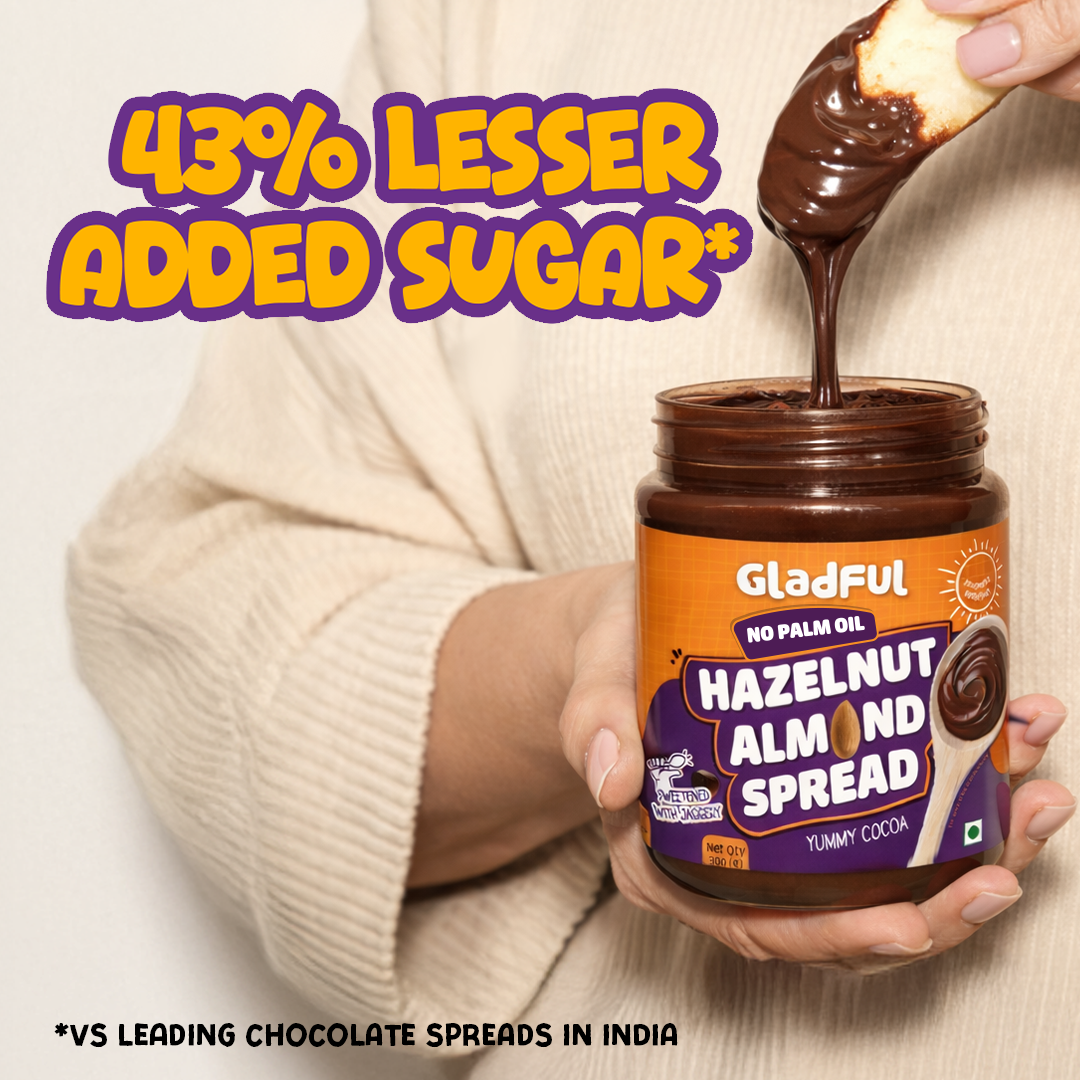 Hazelnut almond chocolate spread sweetened with jaggery, rich taste with no refined sugar