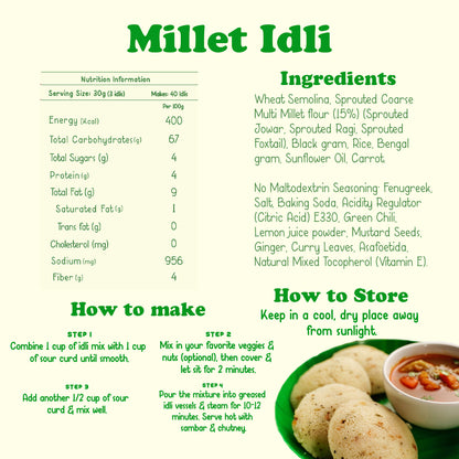 Ragi Instant Idli Mix and Multi-Millet Idli Mix - Pack of 2*400gms