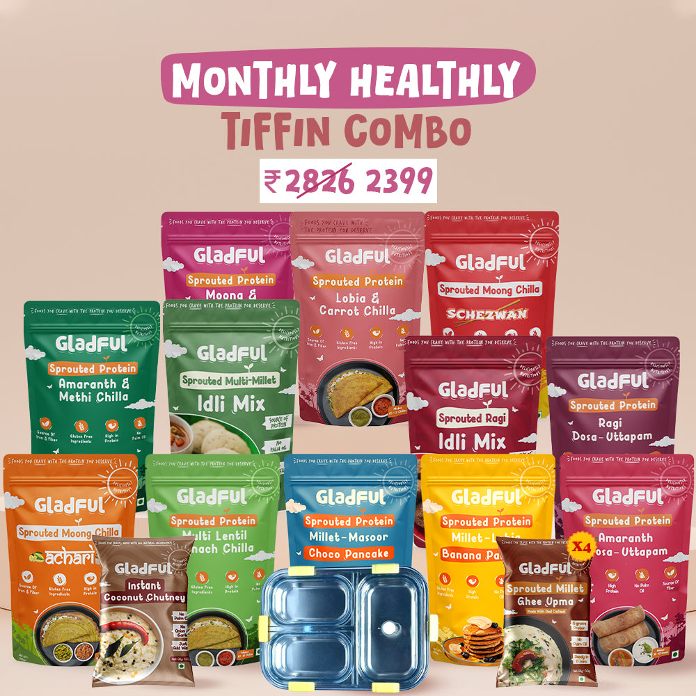 Monthly Healthy Tiffin Combo - 17 Packs + 1 Stainless Steel Tiffin box