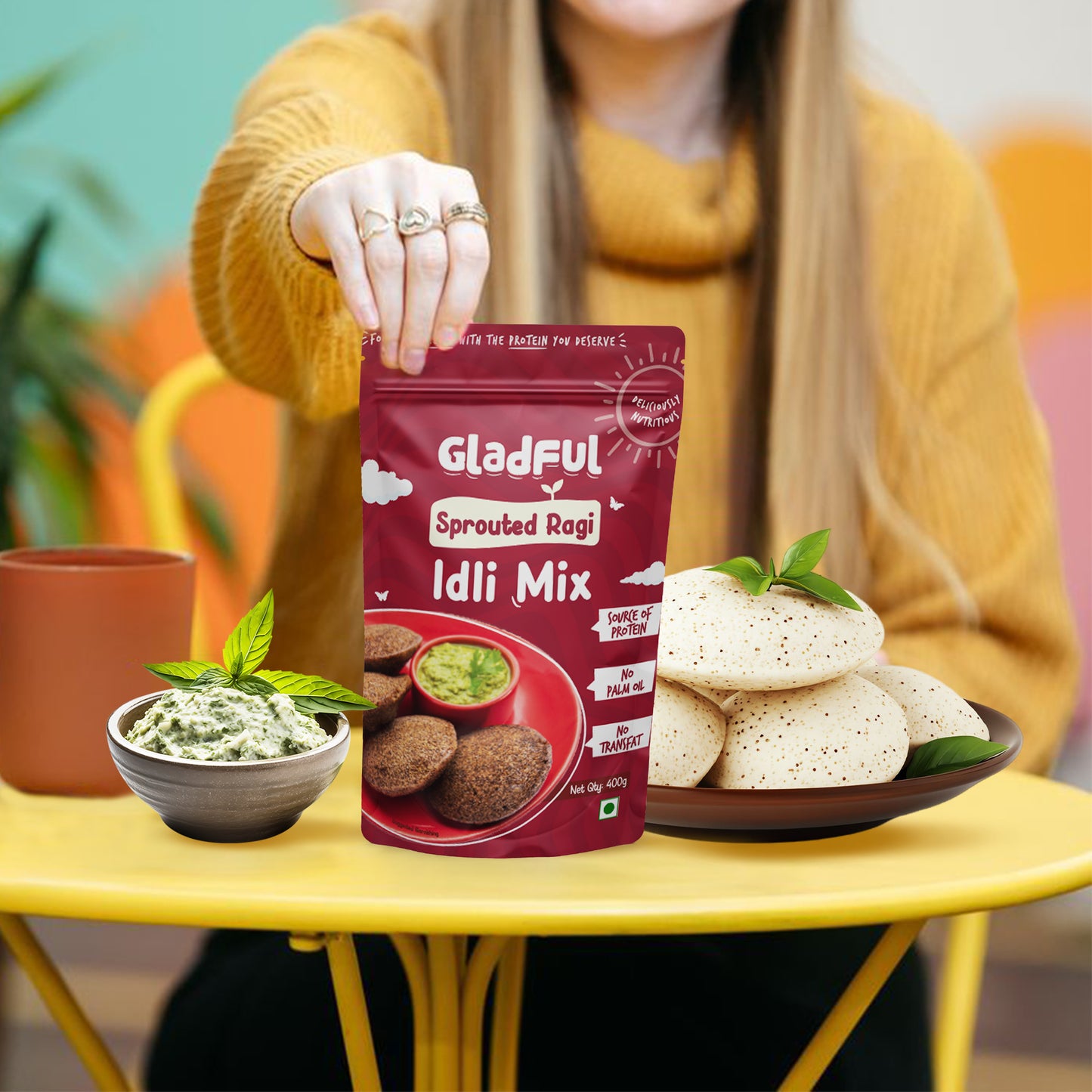 Gladful Sprouted Ragi Instant Idli Mix - 400 gms