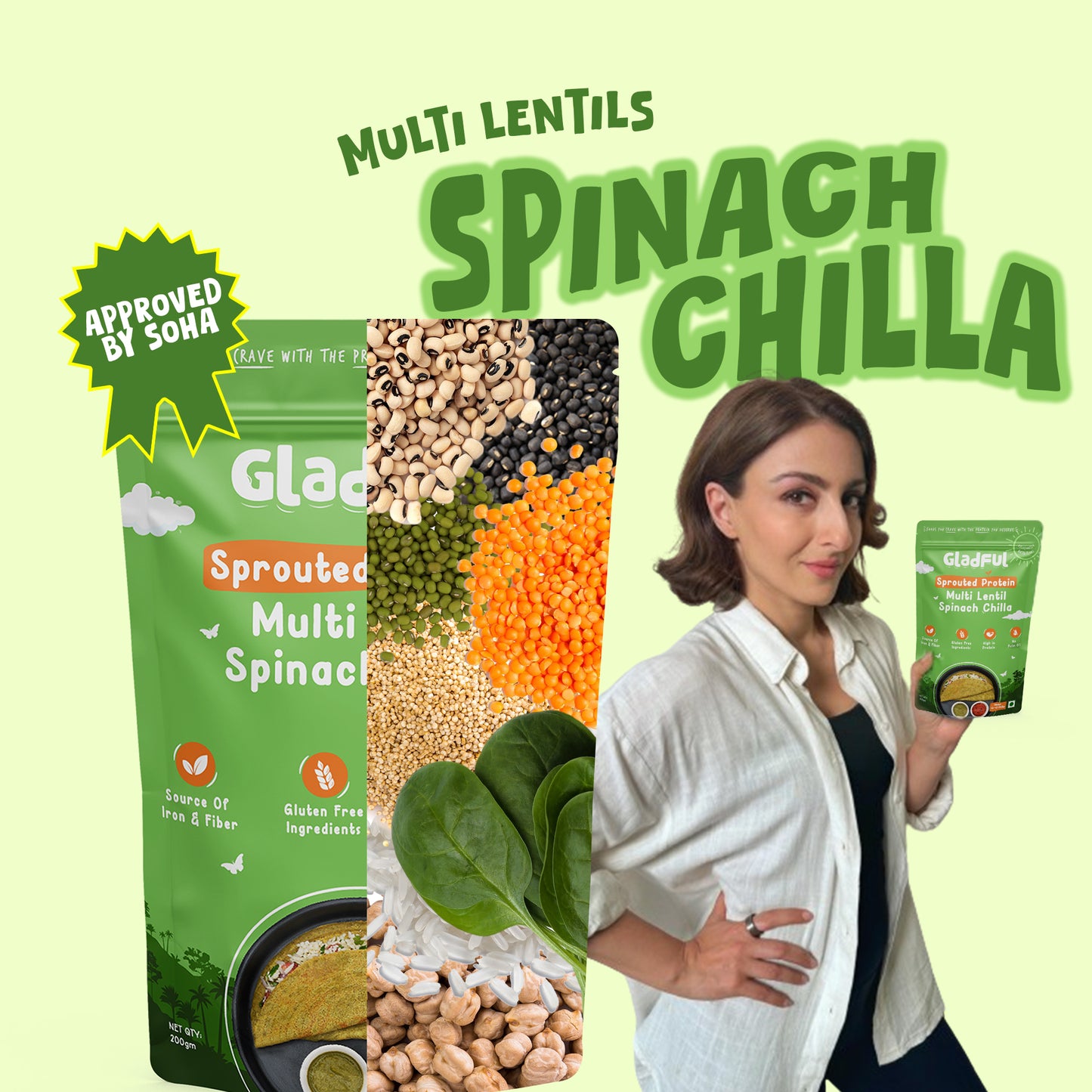 Spinach Chilla with Sprouted Lentils Instant Mix - 200gms