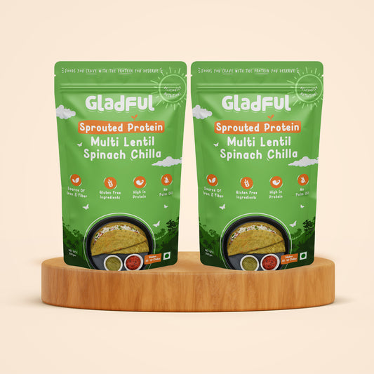 Gladful Spinach Chilla with Sprouted Lentils Instant Mix - Pack of 2*200gms