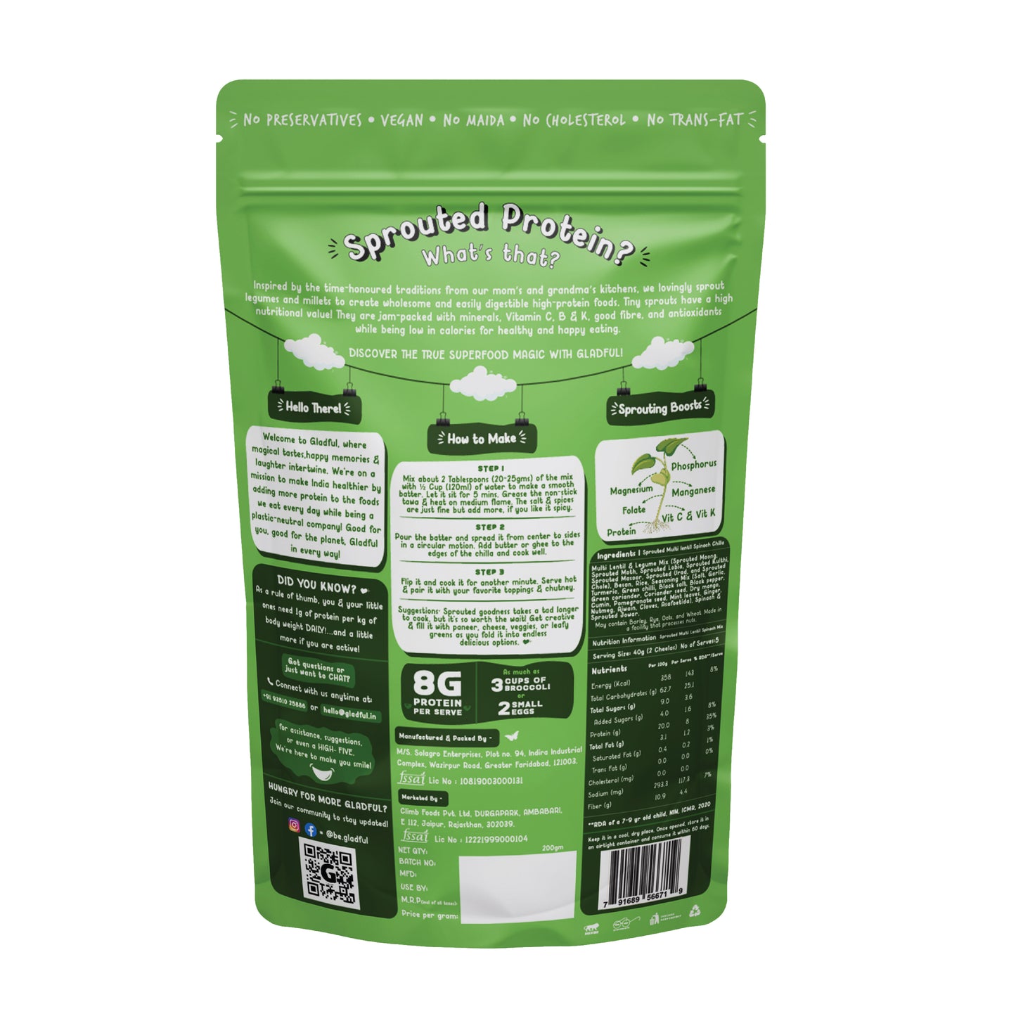 Sprouted Chilla Beetroot and Spinach Lentils Instant Mix Combo (Pack of 2)